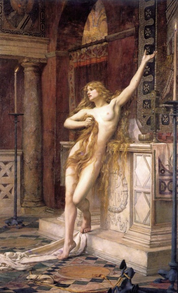 Hypatia vlak voor haar dood door Charles William Mitchell 1885