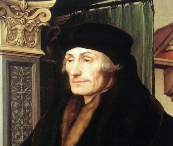 Erasmus geschilderd door Hans Holbein 1523
